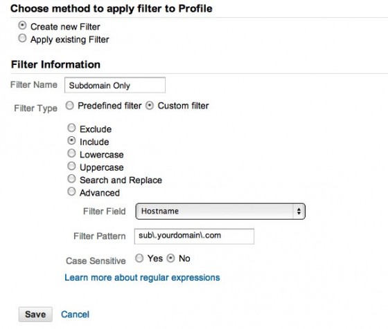 subdomain filter only