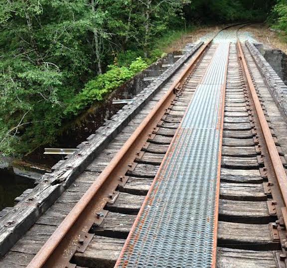 Train tracks into the woods