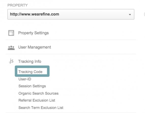 google tracking code in admin section