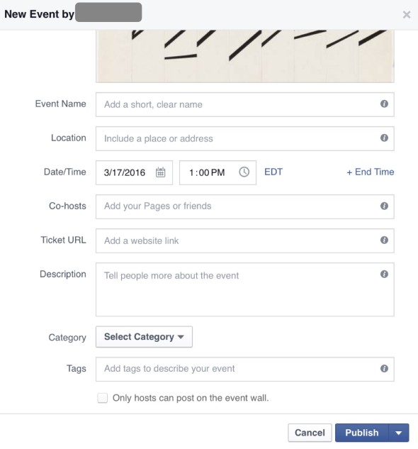 create event from Facebook page