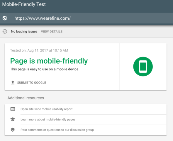 Google Mobile Friendly Test