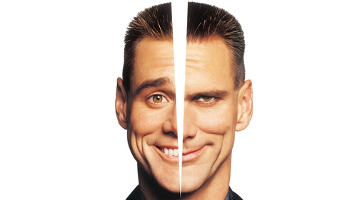 Photo of Jim Carey's face torn in half